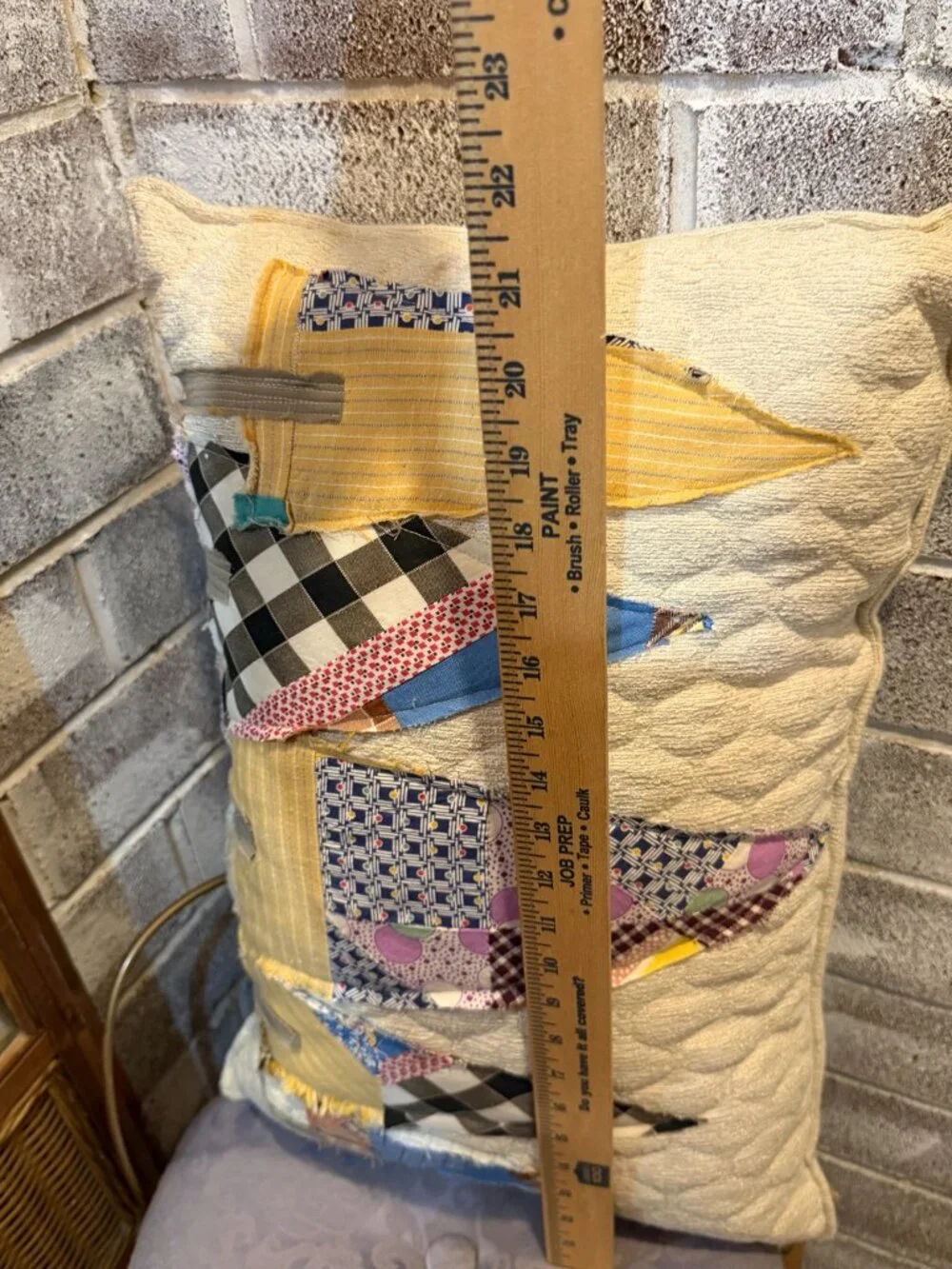 Patchwork Quilted Christmas Tree Pillow Cover Handmade Cottage Decor